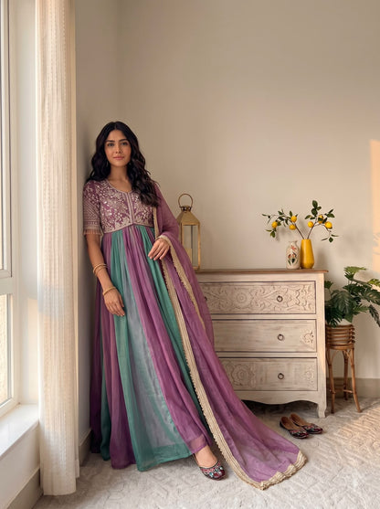 MRUNAL THAKUR - EMBROIDERED BEADS WORK ANARKALI GOWN