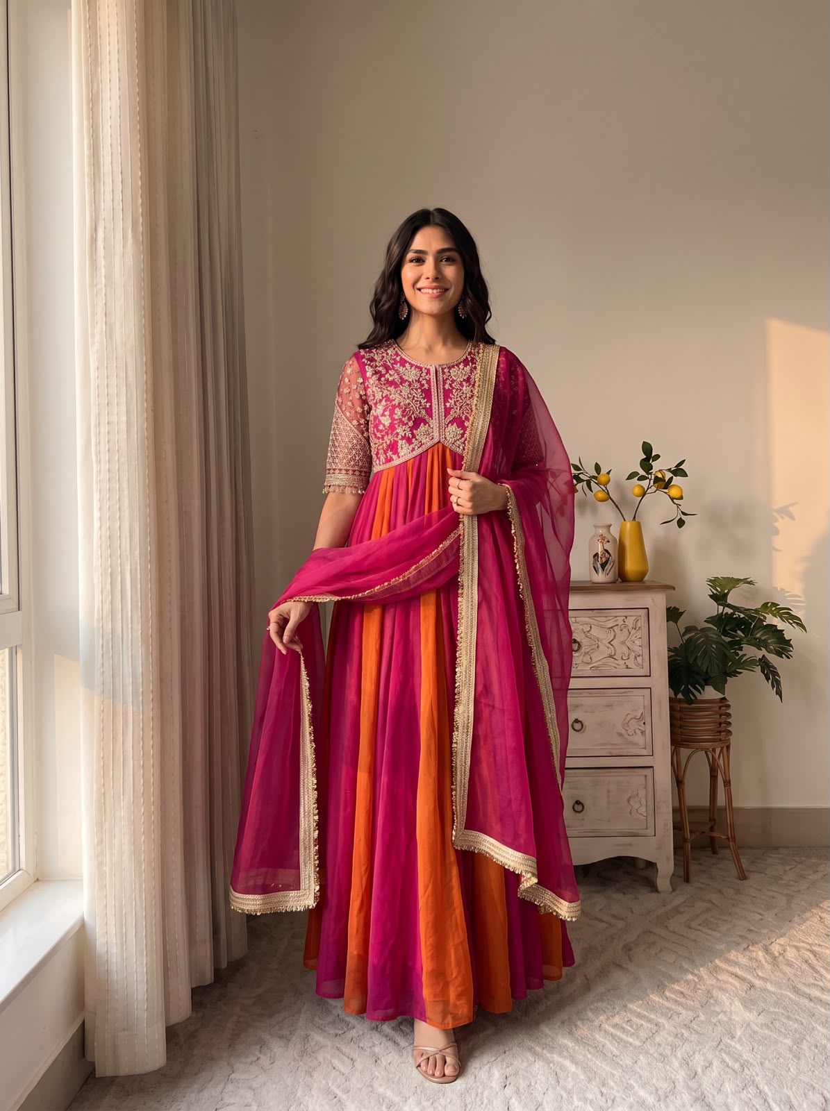 MRUNAL THAKUR - EMBROIDERED BEADS WORK ANARKALI GOWN
