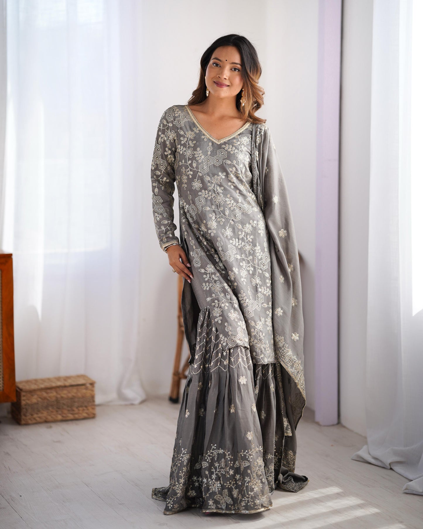 ZARINA SEQUENCE SHARARA SUIT - SET OF 3