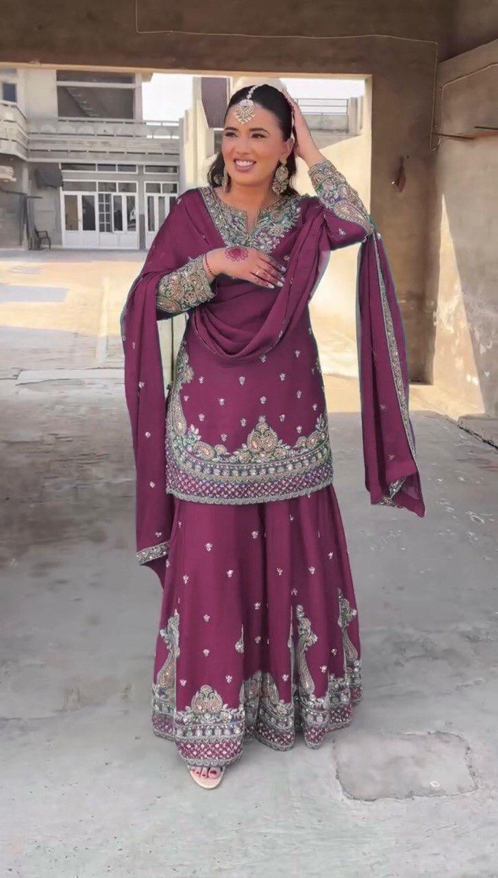 CHINON SILK KURTA SET WITH DUPATTA