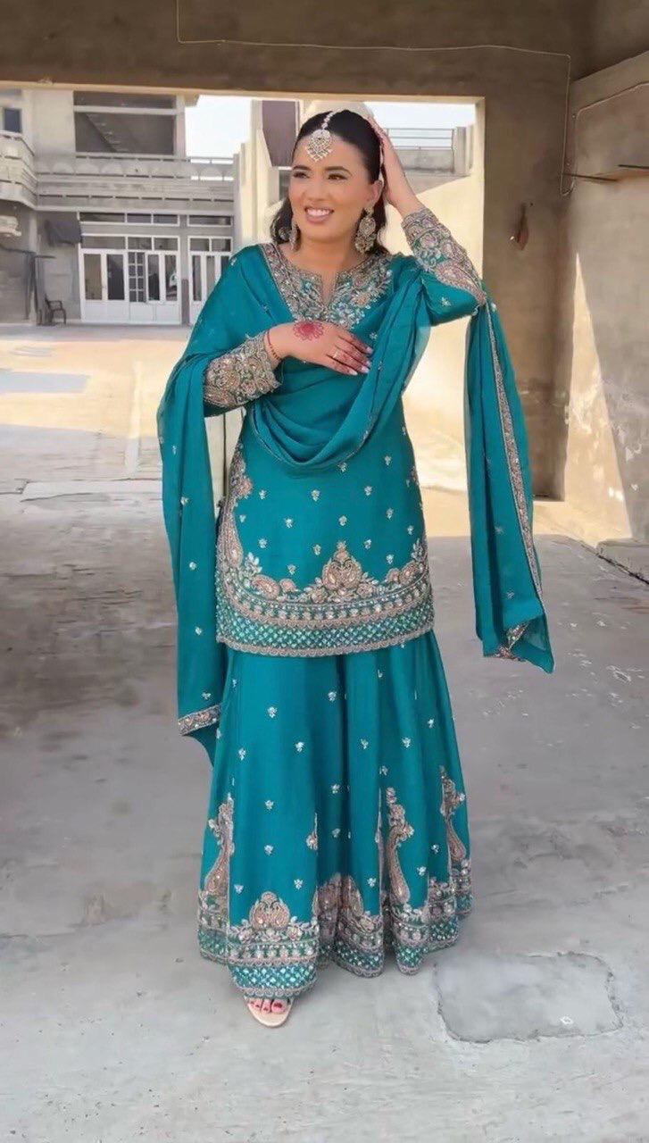 CHINON SILK KURTA SET WITH DUPATTA