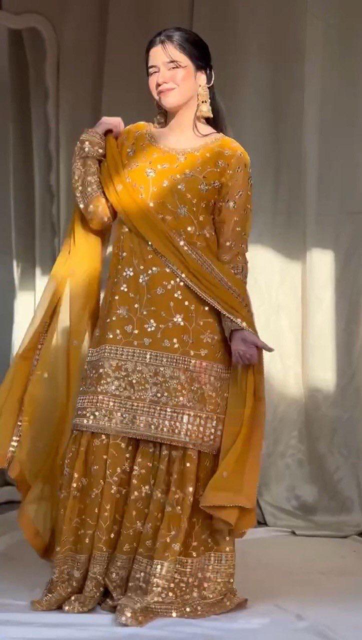 SITA SHARARA KURTA SET THREAD WITH SEQUENCE WORK - SET OF 3