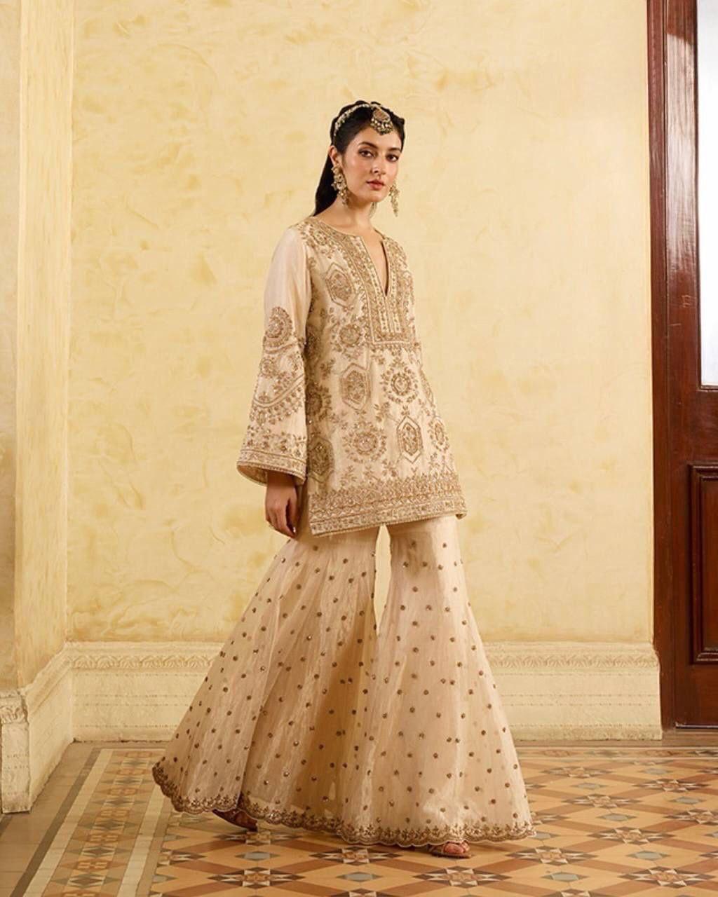 NAAZ - HEAVY SILK KURTA SHARARA - SET OF 3