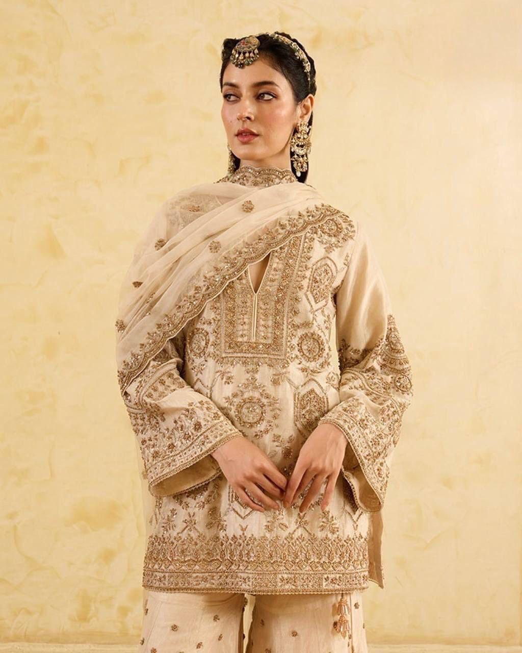 NAAZ - HEAVY SILK KURTA SHARARA - SET OF 3