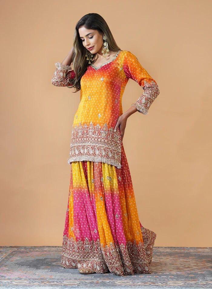 AAFREEN - CHINNON SILK SHARARA KURTA - SET OF 3