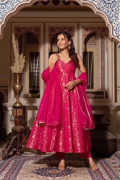PINK ANARKALI SET WITH DUPATTA