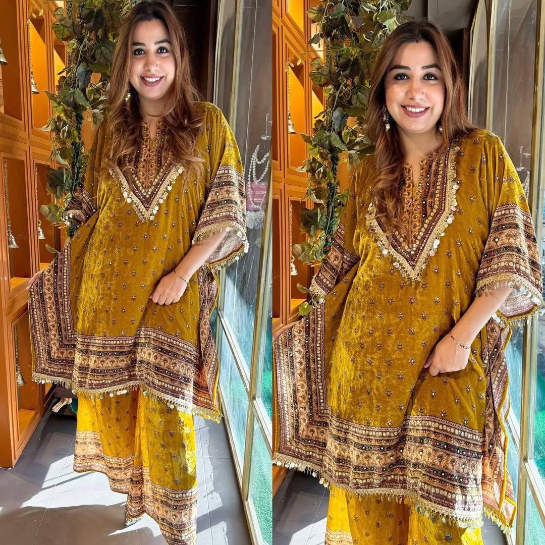 In.Cottom - GLORIOUS VISCOS VELVET KAFTAN WITH PLAZZO