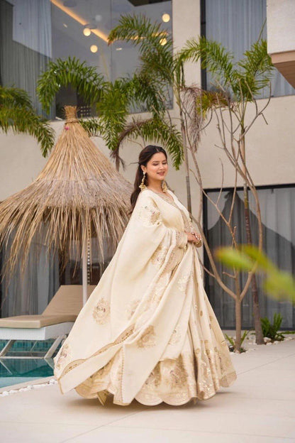 CHINON FABRIC WHITE ANARKALI SET