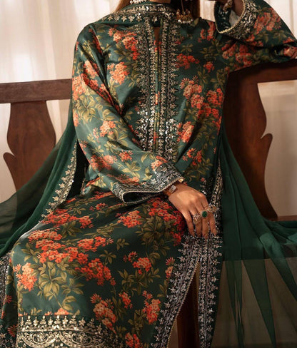 GREEN SILK KURTA SET (SET OF 3)