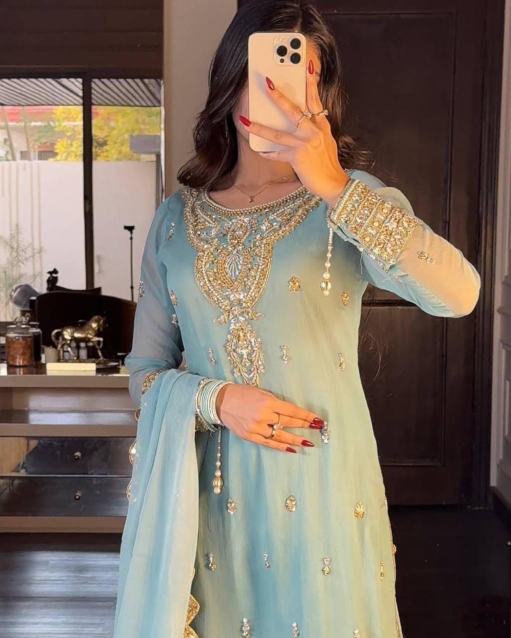 ANARKALI SET WITH SEQUENCE WORK