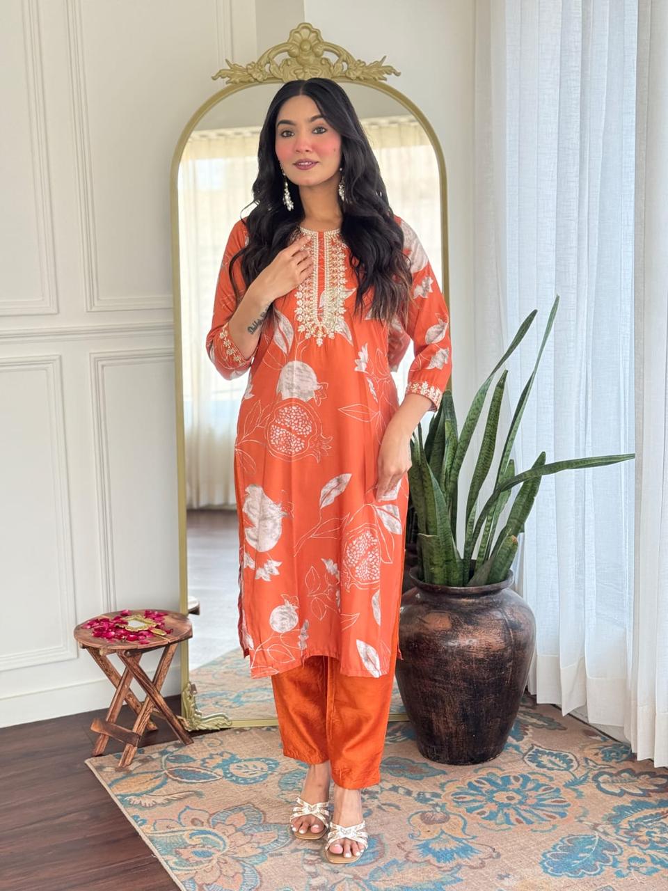 KURTA PANT WITH BEAUTIFUL EMBROIDERY WORK