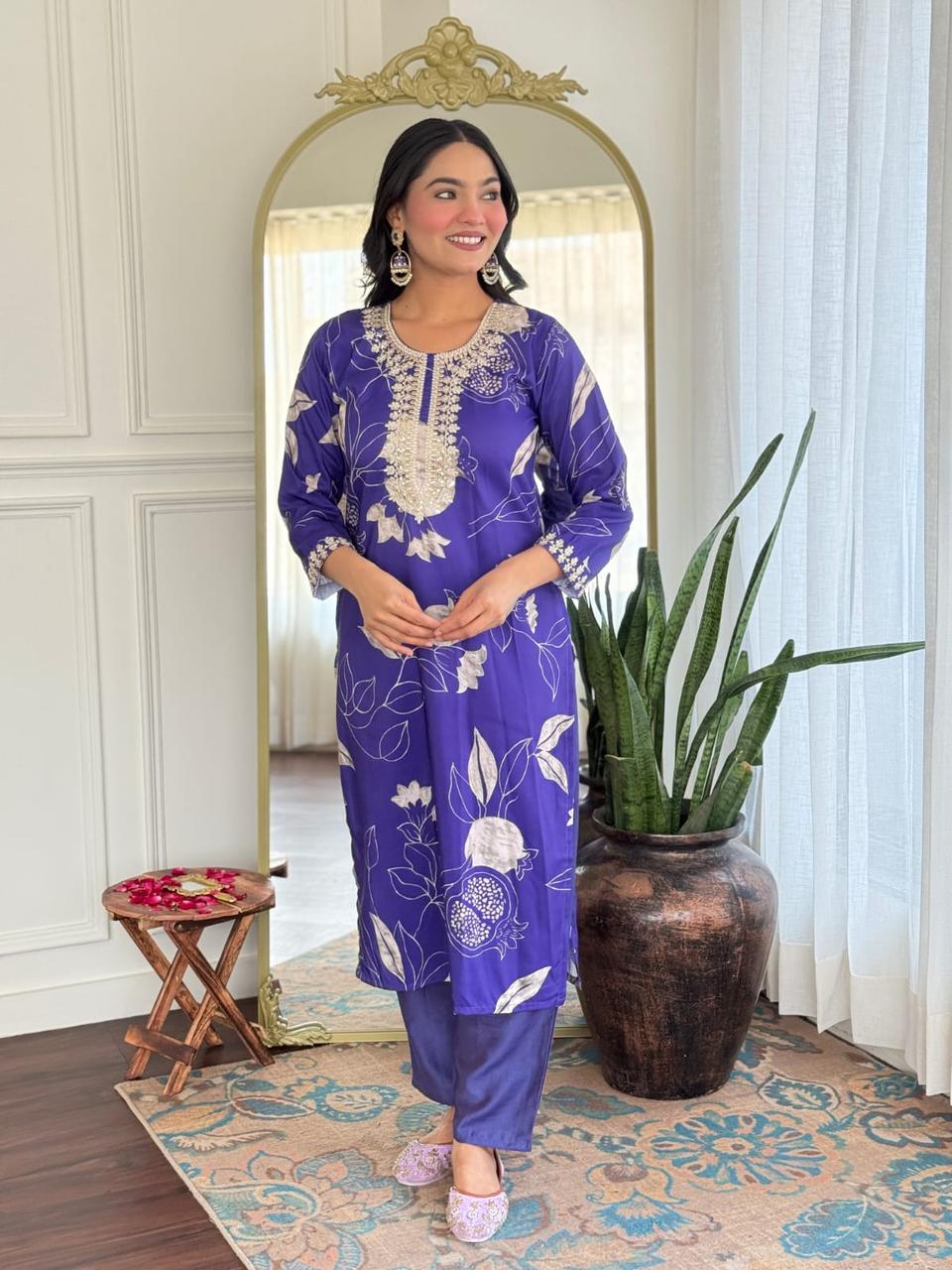 KURTA PANT WITH BEAUTIFUL EMBROIDERY WORK