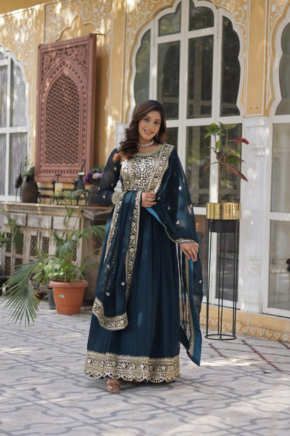 ANARKALI WITH DUPATTA - (BLUE , PURPLE)