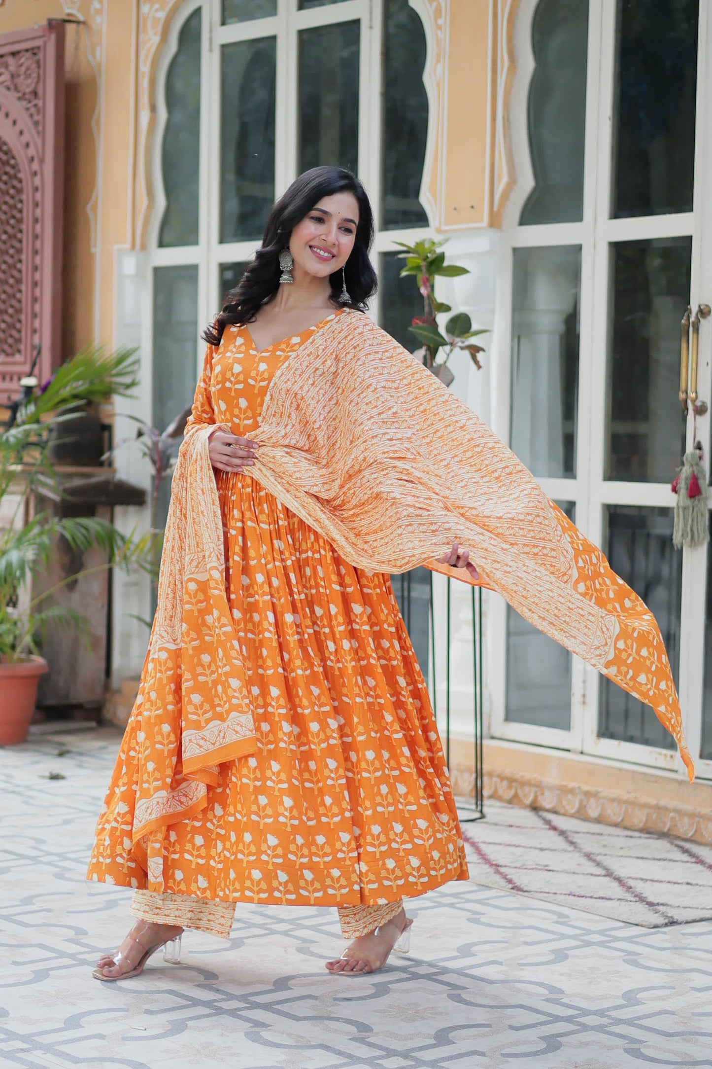 PURE COTTON 3 PIECE GOWN KURTI PANT WITH DUPATTA