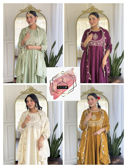 SILK ANARKALI GOWN WITH EMBROIDERY WORK