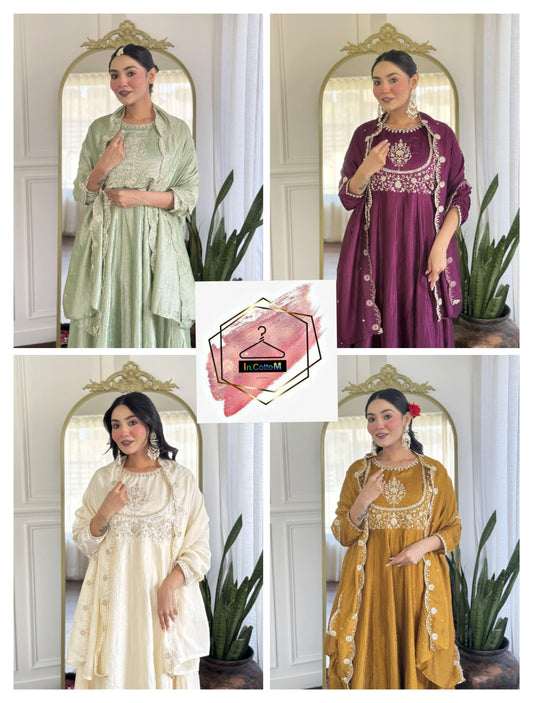 SILK ANARKALI GOWN WITH EMBROIDERY WORK