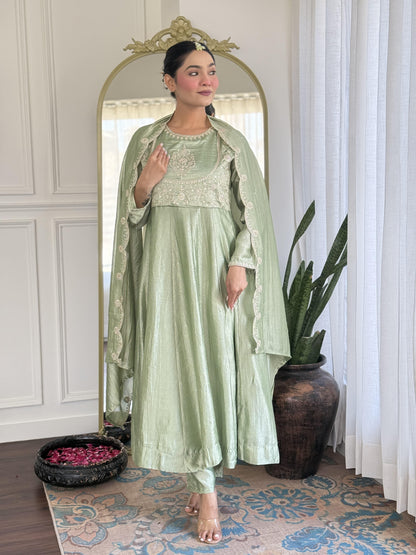 SILK ANARKALI GOWN WITH EMBROIDERY WORK