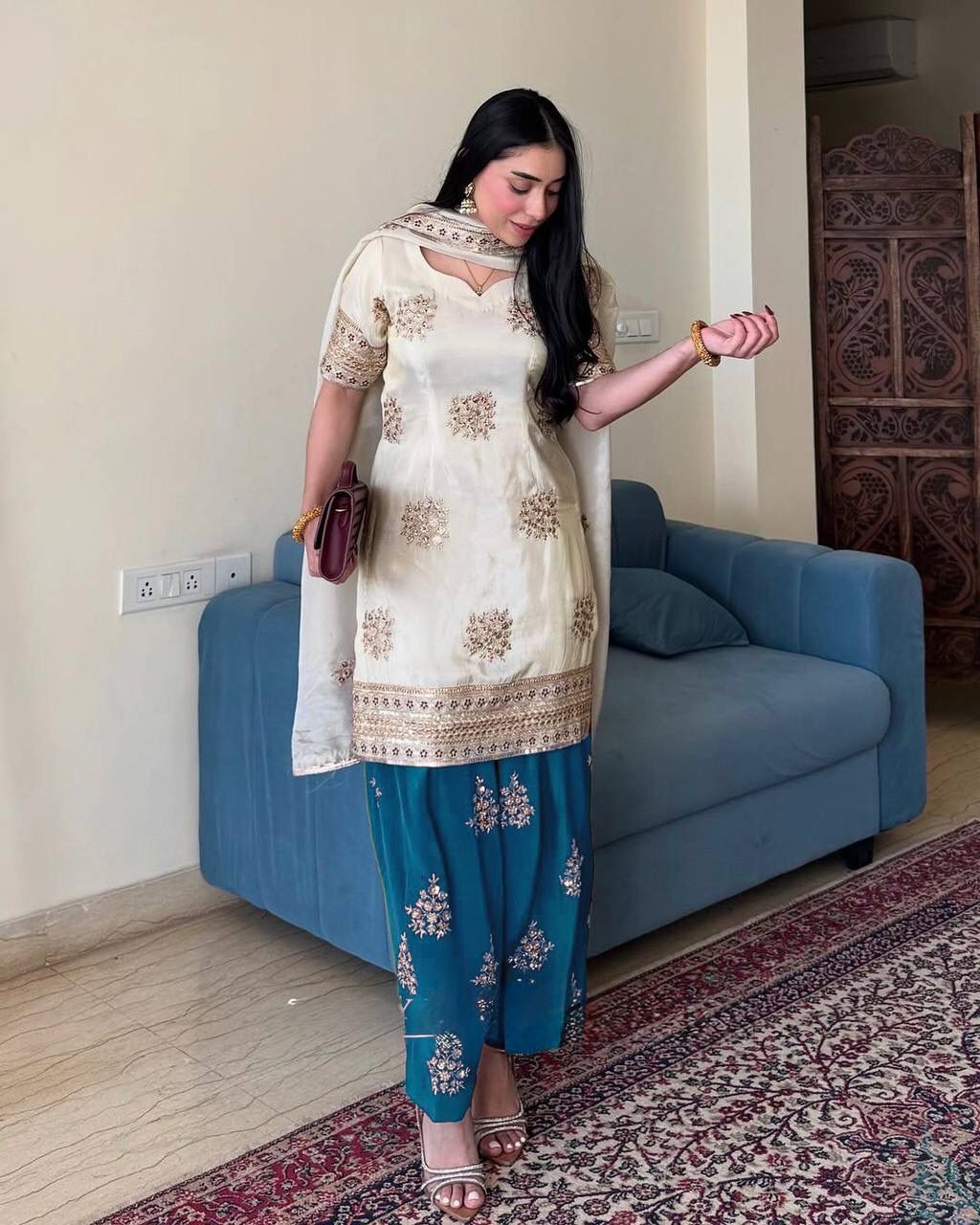 TOP - BOTTOM AND DUPATTA WITH HEAVY EMBROIDERY WORK