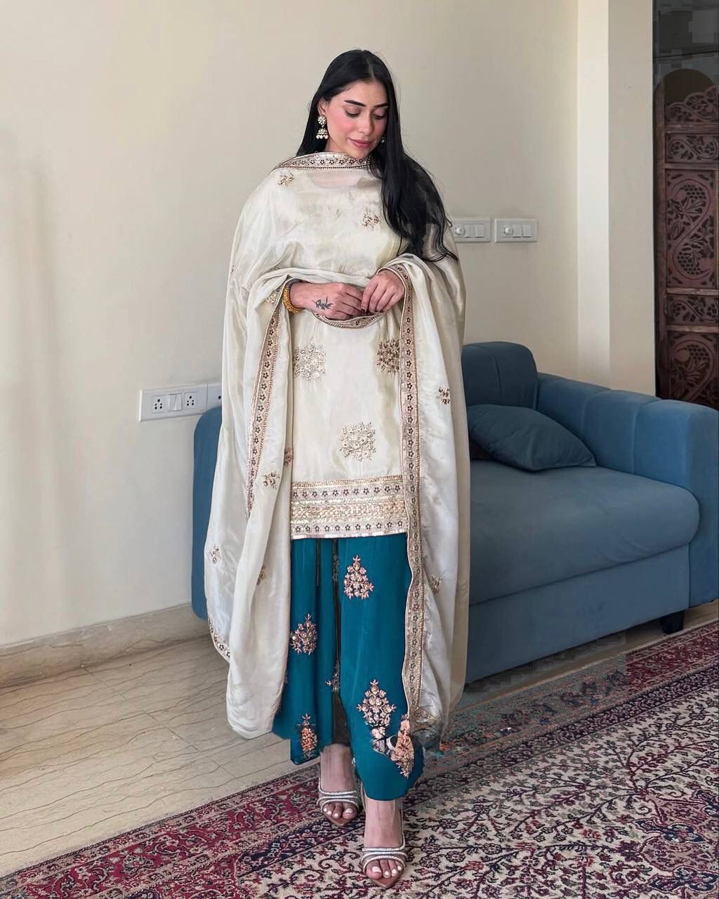 TOP - BOTTOM AND DUPATTA WITH HEAVY EMBROIDERY WORK