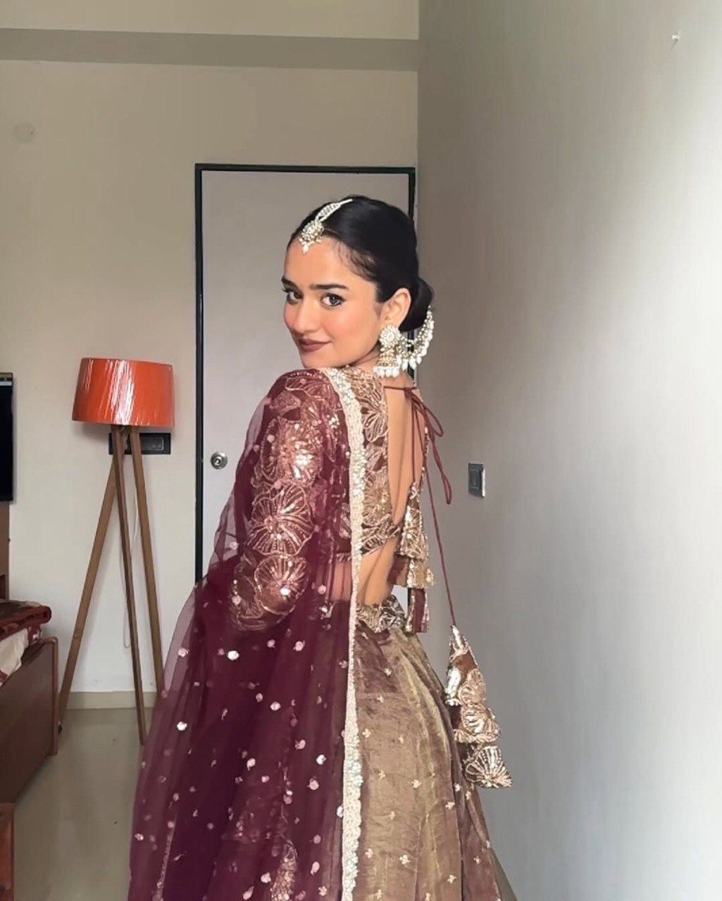 LETEST DESIGNER LEHENGA IN BROWN