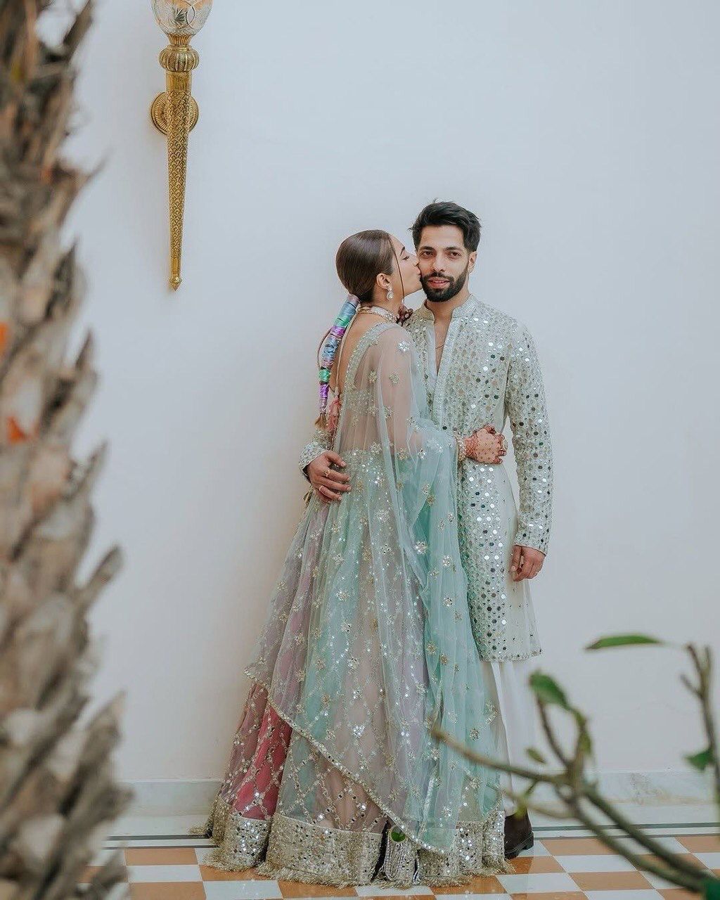 LETEST DESIGNER FAUX GEORGETTE HEAVY LEHENGA IN PISTA COLOUR