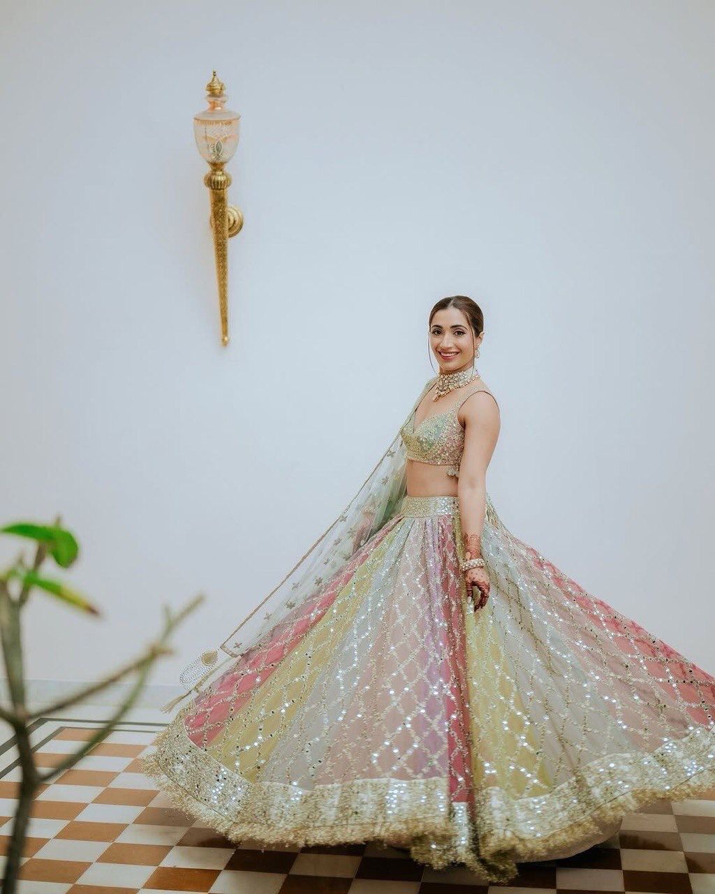 LETEST DESIGNER FAUX GEORGETTE HEAVY LEHENGA IN PISTA COLOUR