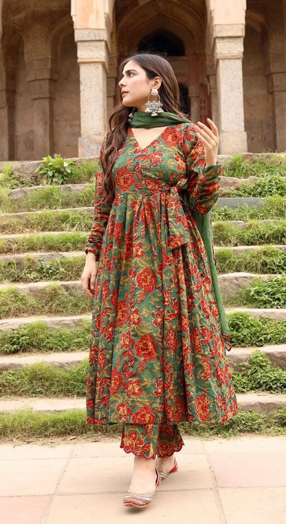NOOR ANARKALI IN ENGLISH GREEN