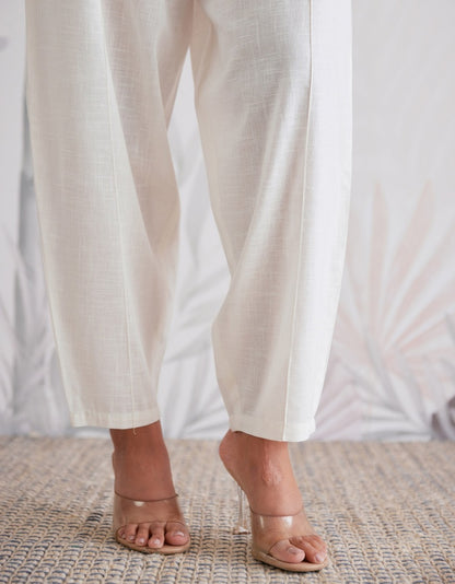 COTTON FLEX SOLID WHITE CO-ORD SET