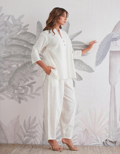 COTTON FLEX SOLID WHITE CO-ORD SET