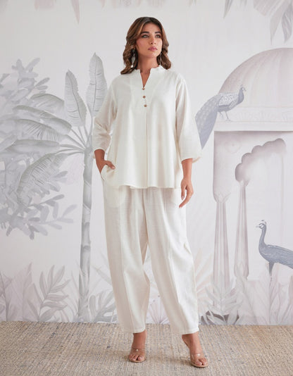 COTTON FLEX SOLID WHITE CO-ORD SET