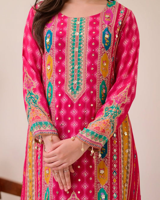 PINK SHANTI ANARKALI KODI  ROUND SET