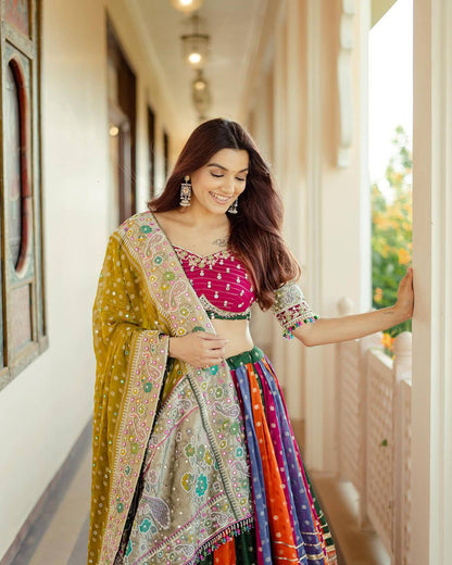 DIGITAL PRINT LEHENGA WITH REAL MIRRO WORK