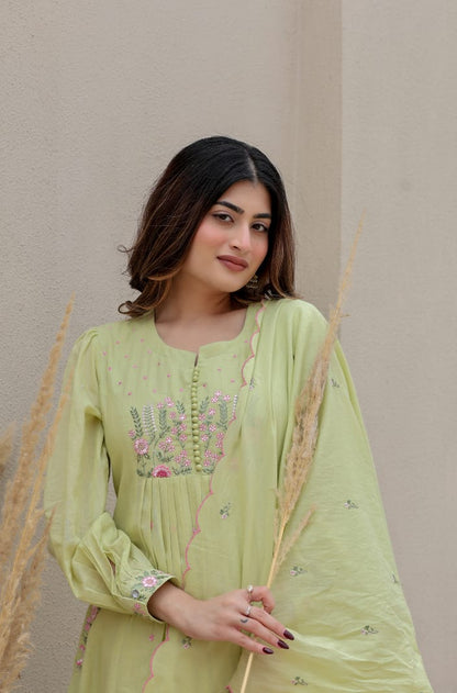 COTTON KURTA IN PISTA COLOUR