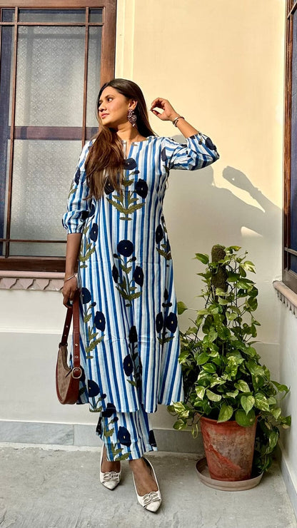La Rose Hand Block Cotton Printed Co-ord Set