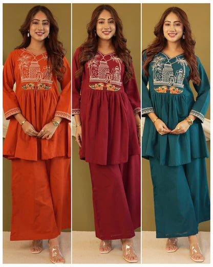 COTTON PREMIUM EMBROIDERY CO-ORD SET