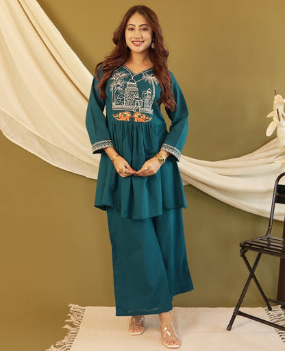 COTTON PREMIUM EMBROIDERY CO-ORD SET