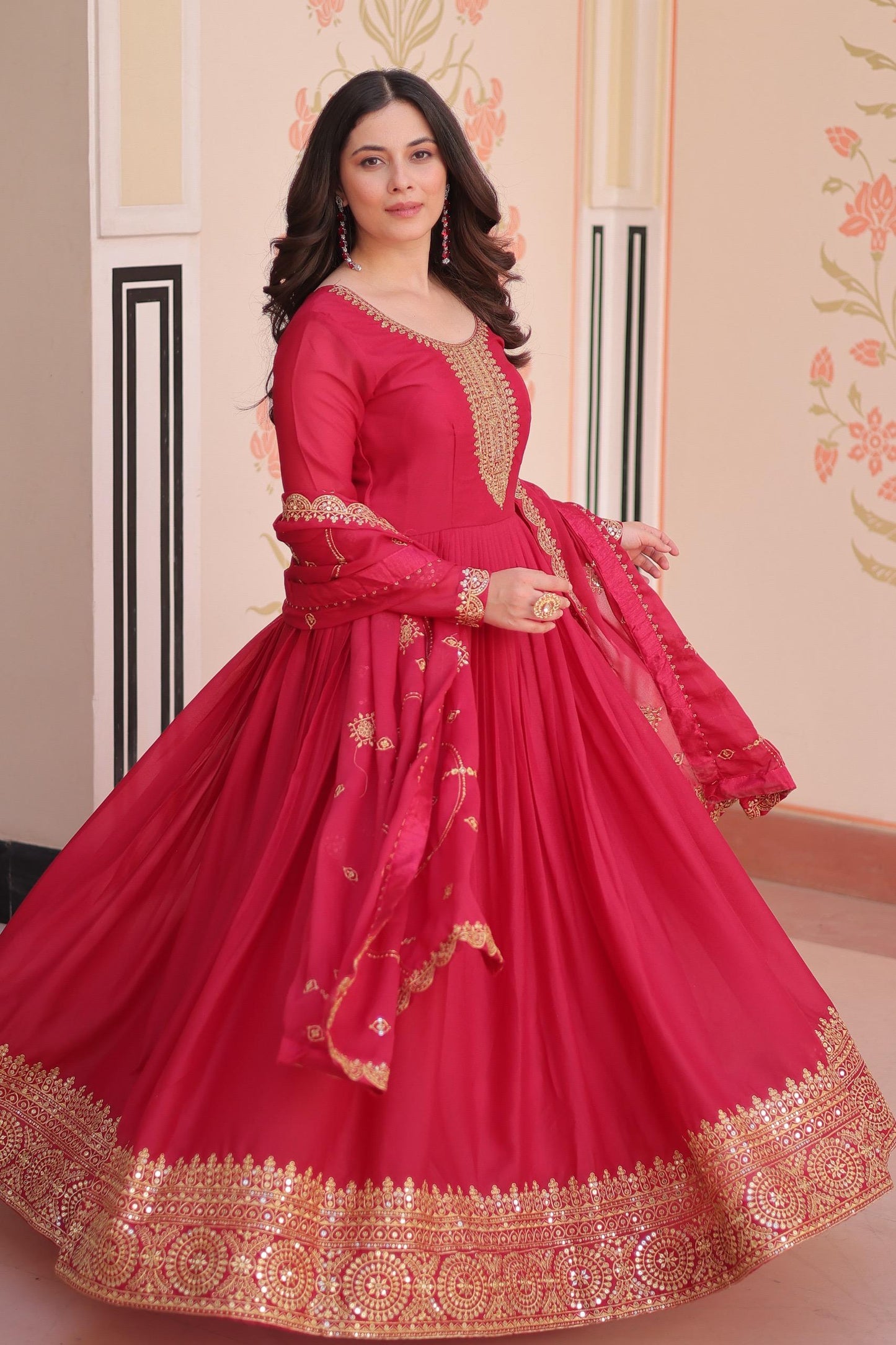 STAR GEORGETTE EMBROIDERY WORK ANARKALI GOWN