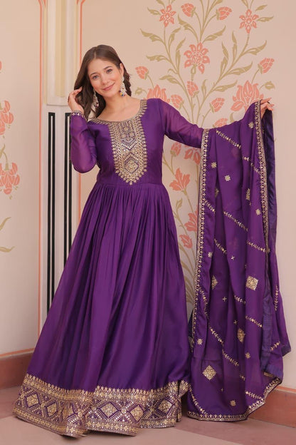 STAR GEORGETTE EMBROIDERY WORK ANARKALI GOWN