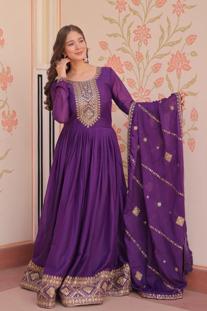 STAR GEORGETTE EMBROIDERY WORK ANARKALI GOWN