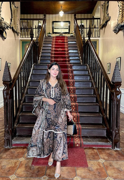 GREEN PAISLEY PRINT COTTON SUIT SET