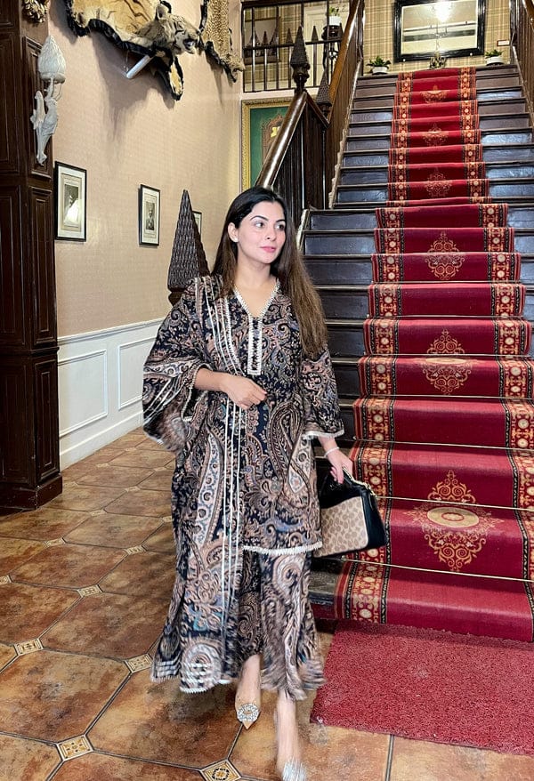 GREEN PAISLEY PRINT COTTON SUIT SET