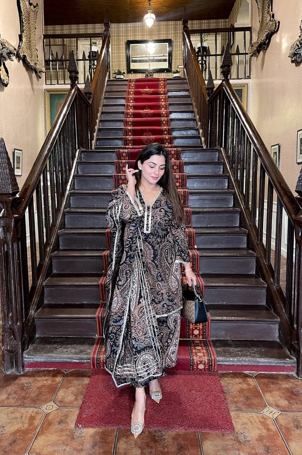 GREEN PAISLEY PRINT COTTON SUIT SET