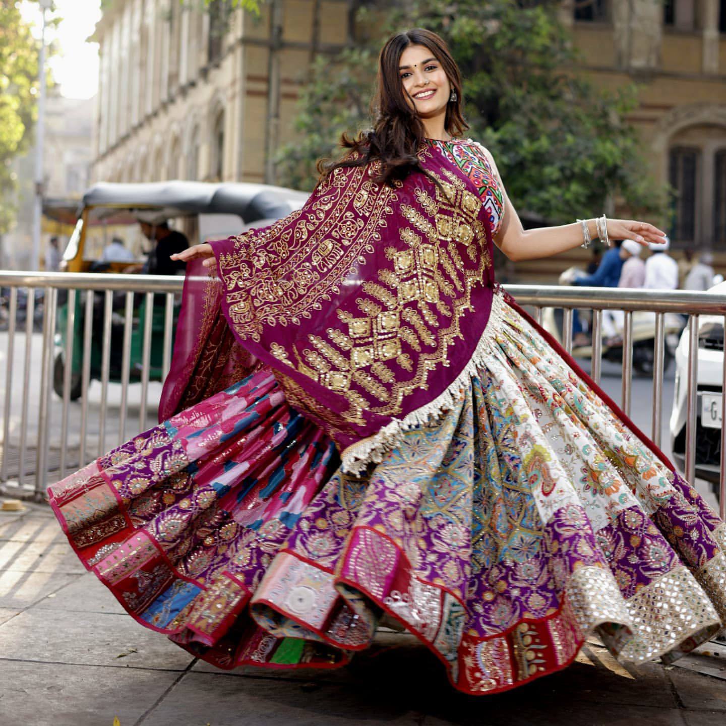 NAVRATRI SPECIAL CHANIYA CHOLI WITH DIGITAL PRINT & REAL MIRROR WORK