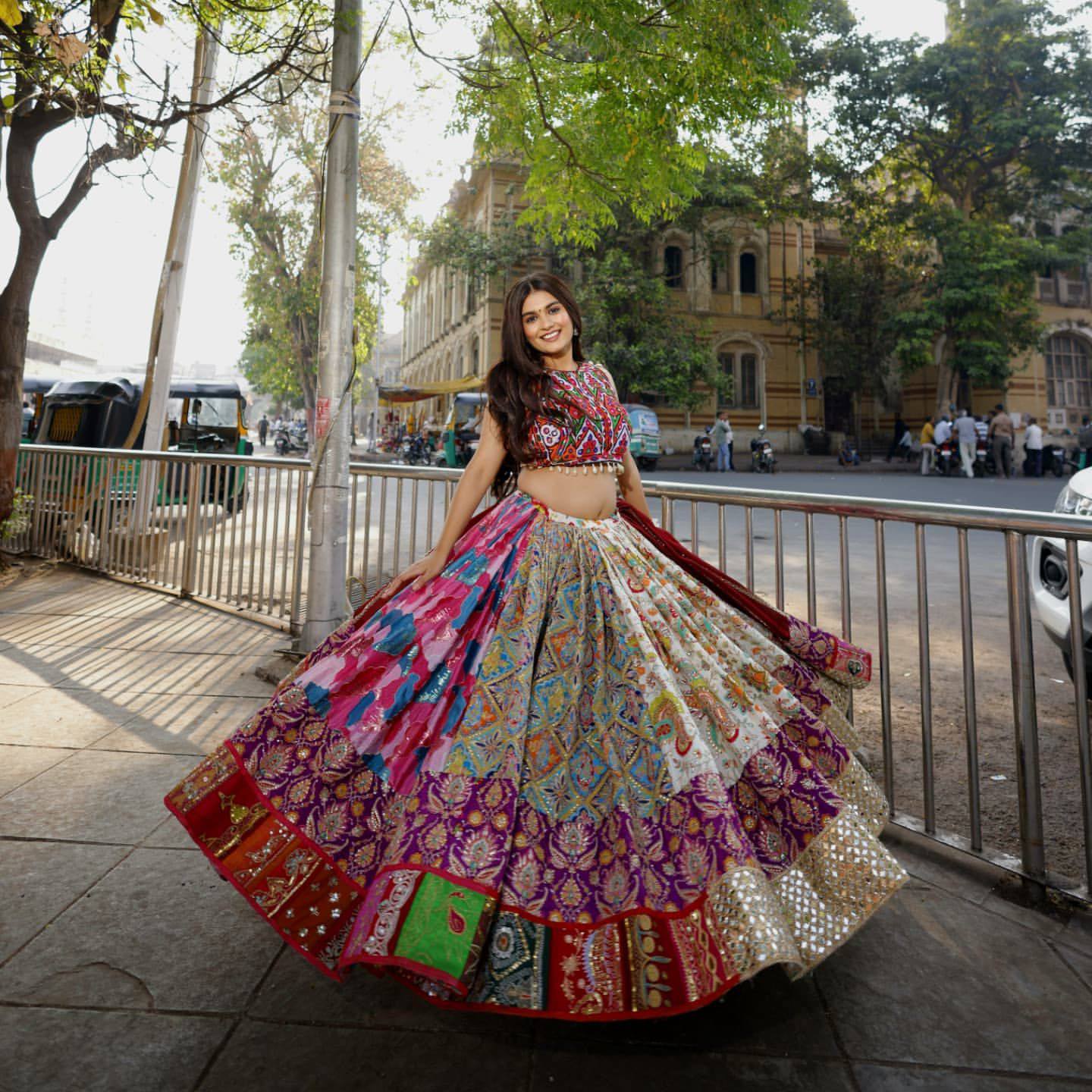 NAVRATRI SPECIAL CHANIYA CHOLI WITH DIGITAL PRINT & REAL MIRROR WORK