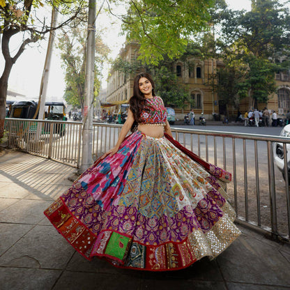 NAVRATRI SPECIAL CHANIYA CHOLI WITH DIGITAL PRINT & REAL MIRROR WORK