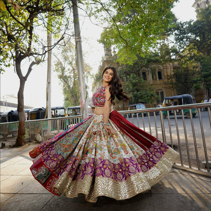 NAVRATRI SPECIAL CHANIYA CHOLI WITH DIGITAL PRINT & REAL MIRROR WORK
