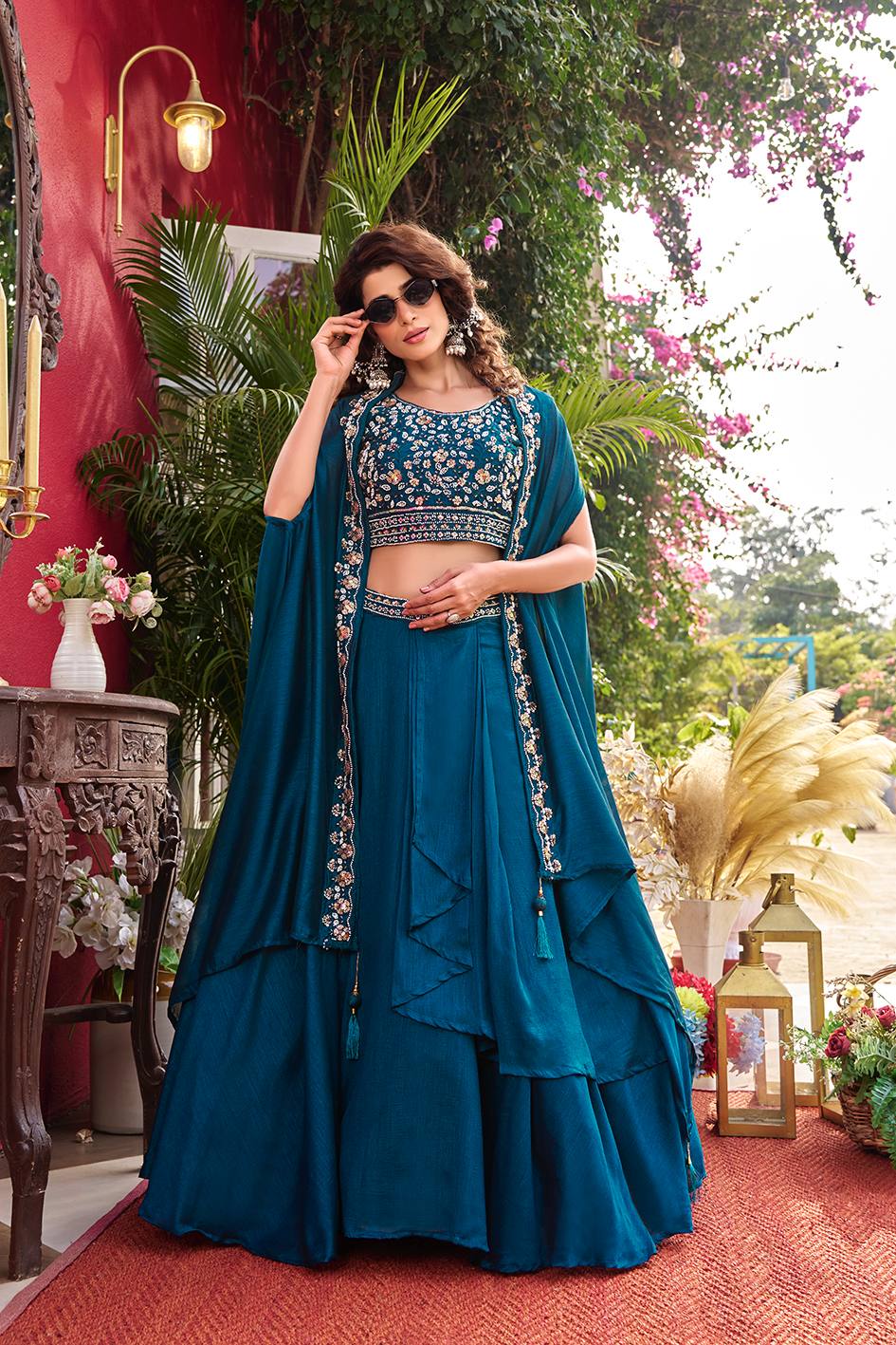 MINAAKSH- DESIGNER VICHITRA SILK LEHENGA (Fully Stitched)