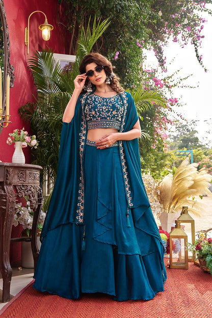 MINAAKSH- DESIGNER VICHITRA SILK LEHENGA (Fully Stitched)