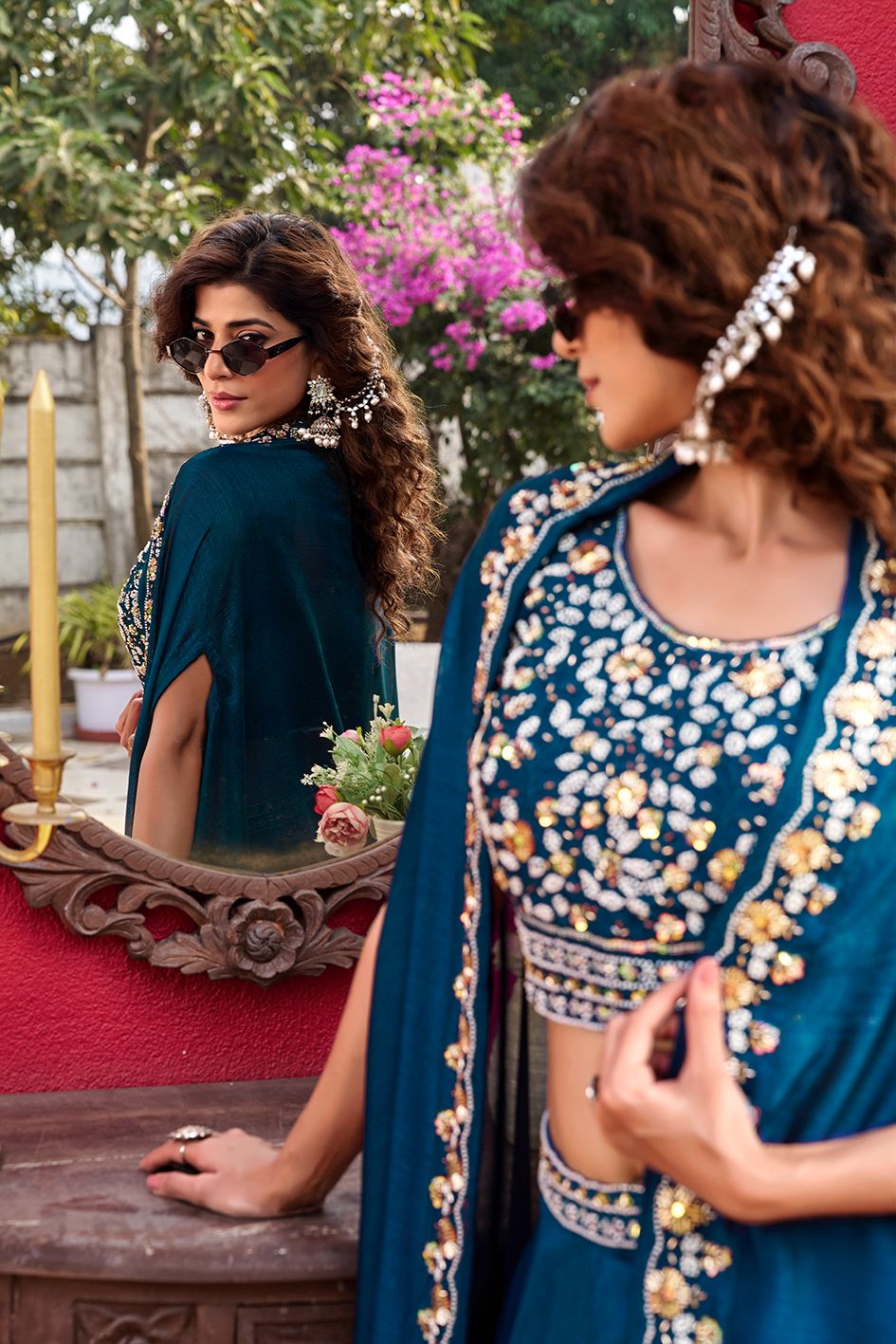 MINAAKSH- DESIGNER VICHITRA SILK LEHENGA (Fully Stitched)