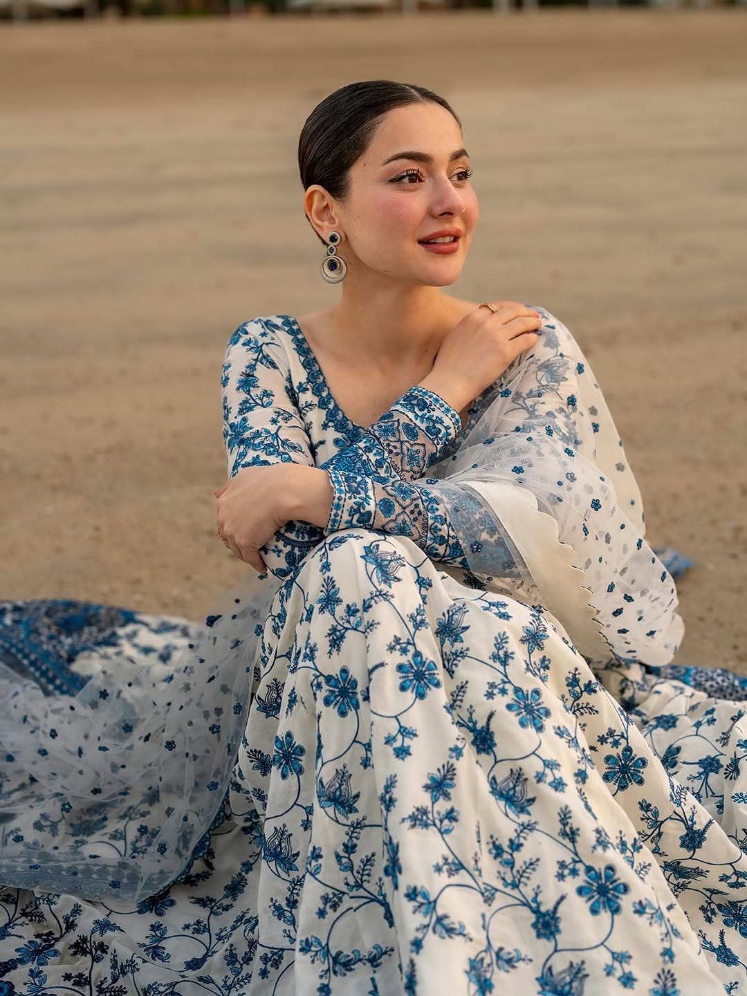 HANIA - LUXURY LAWN WHITE ORGANZA SILK ANARKALI GOWN